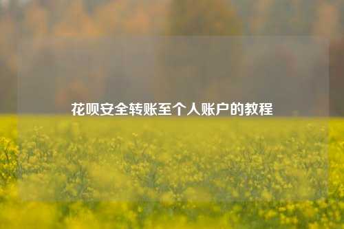 花呗安全转账至个人账户的教程